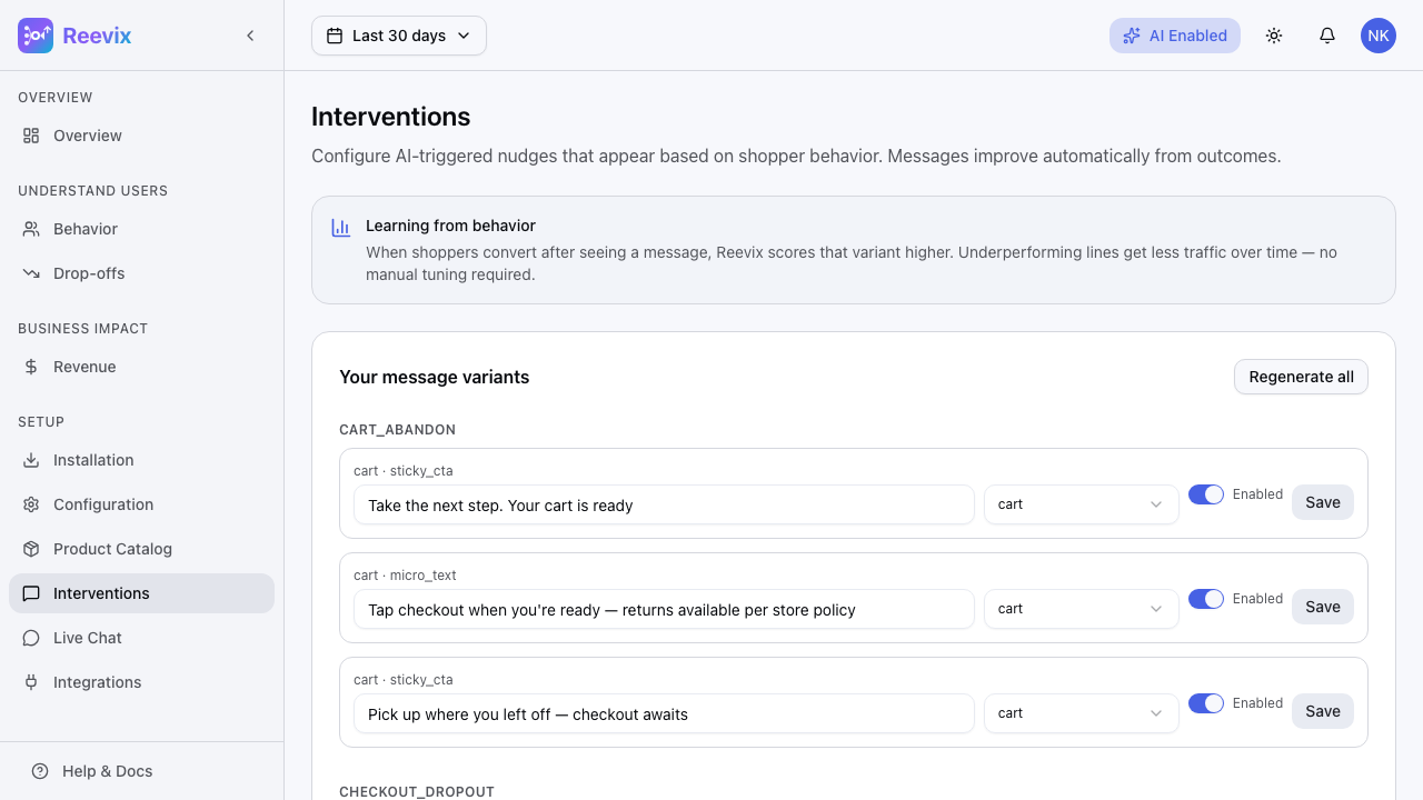 Message templates with toggle controls
